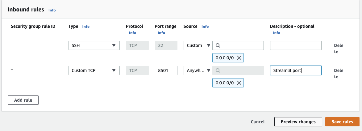 Security Group Configuration